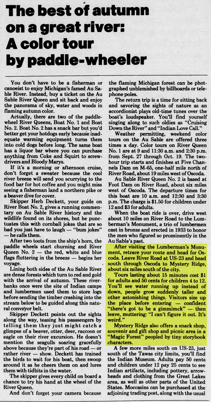 Mystery Ridge - Sep 28 1975 Article (newer photo)